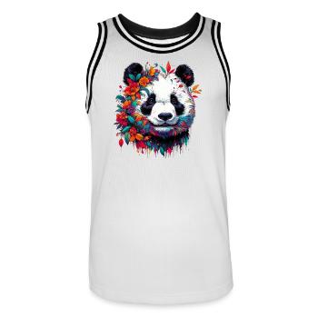 Panda - Männer Basketball-Trikot - Weiß/Schwarz - Vorne - AI Model Male 185 dark (185cm)