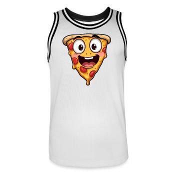Happy Pizza Face Funny Art - Men's Basketball Jersey - white/black - Front - AI Model Male 185 dark (185cm)
