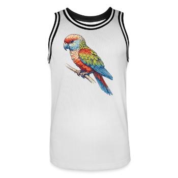 Parrot - Men's Basketball Jersey - white/black - Front - AI Model Male 185 dark (185cm)
