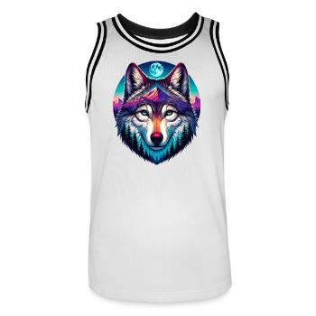 Loup - Maillot de basket Homme - blanc/noir - Devant - AI Model Male 185 dark (185cm)