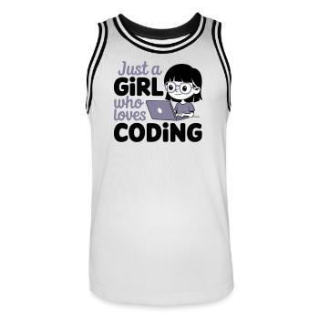 Juste une fille qui aime coder - Maillot de basket Homme - blanc/noir - Devant - AI Model Male 185 dark (185cm)