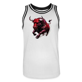 Stier - Männer Basketball-Trikot - Weiß/Schwarz - Vorne - AI Model Male 185 dark (185cm)