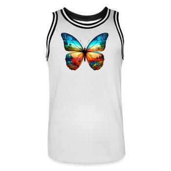 Schmetterling - Männer Basketball-Trikot - Weiß/Schwarz - Vorne - AI Model Male 185 dark (185cm)