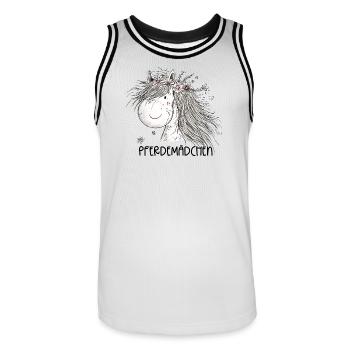 Horse Girl Pferdemädchen Pferde Cartoon - Männer Basketball-Trikot - Weiß/Schwarz - Vorne - AI Model Male 185 dark (185cm)