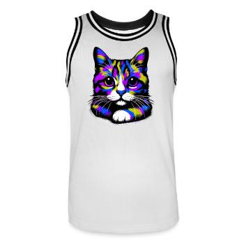Cat - Men's Basketball Jersey - white/black - Front - AI Model Male 185 dark (185cm)
