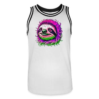 Sloth - Men's Basketball Jersey - white/black - Front - AI Model Male 185 dark (185cm)
