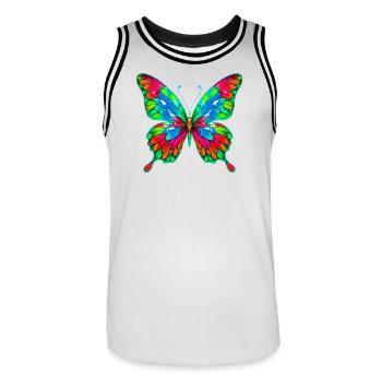 Schmetterling - Männer Basketball-Trikot - Weiß/Schwarz - Vorne - AI Model Male 185 dark (185cm)