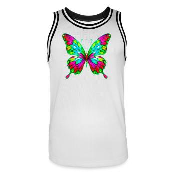 Schmetterling - Männer Basketball-Trikot - Weiß/Schwarz - Vorne - AI Model Male 185 dark (185cm)