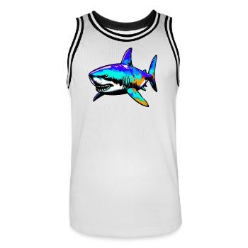 Requin - Maillot de basket Homme - blanc/noir - Devant - AI Model Male 185 dark (185cm)