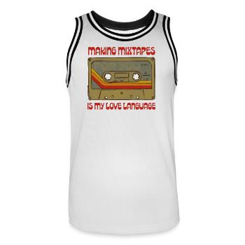 Mixtapes sind meine Liebessprache - Männer Basketball-Trikot - Weiß/Schwarz - Vorne - AI Model Male 185 dark (185cm)