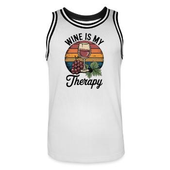 Wine Is My Therapy Wine Glass Outfit for - Men's Basketball Jersey - white/black - Front - AI Model Male 185 dark (185cm)