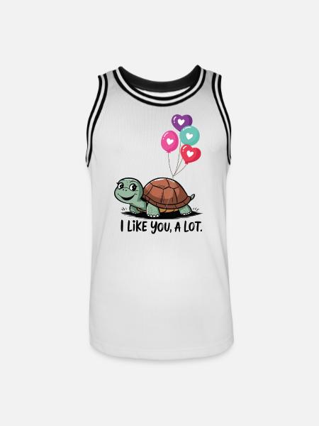 Turtle with Heart Balloons - Men's Basketball Jersey - white/black