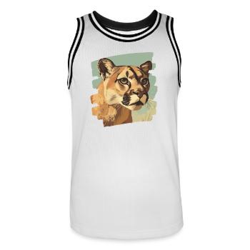 Lion de montagne Rétro - Maillot de basket Homme - blanc/noir - Devant - AI Model Male 185 dark (185cm)