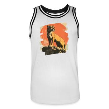 Lion de montagne Rétro - Maillot de basket Homme - blanc/noir - Devant - AI Model Male 185 dark (185cm)
