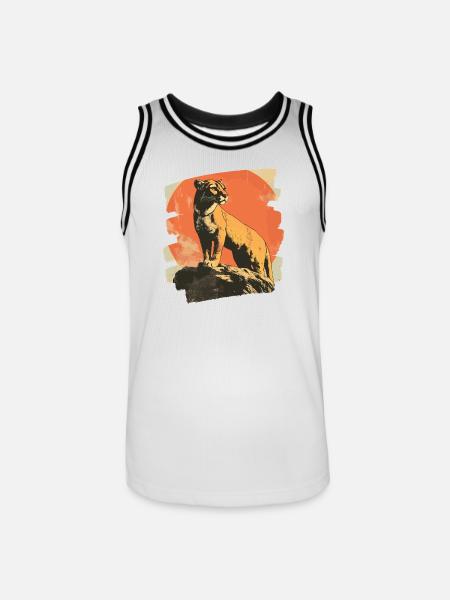 Lion from mountain Retro - Men's Basketball Jersey - white/black