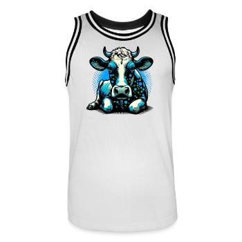 Kuh - Männer Basketball-Trikot - Weiß/Schwarz - Vorne - AI Model Male 185 dark (185cm)
