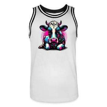 Vache - Maillot de basket Homme - blanc/noir - Devant - AI Model Male 185 dark (185cm)