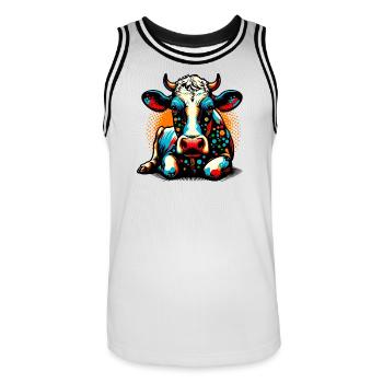 Vache - Maillot de basket Homme - blanc/noir - Devant - AI Model Male 185 dark (185cm)