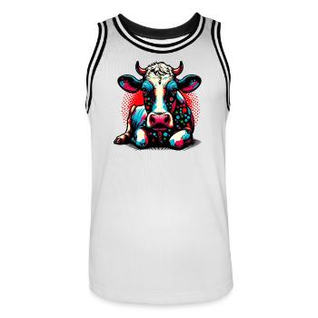Kuh - Männer Basketball-Trikot - Weiß/Schwarz - Vorne - AI Model Male 185 dark (185cm)