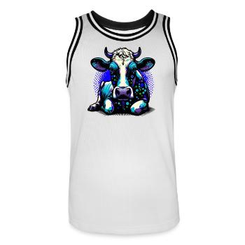 Kuh - Männer Basketball-Trikot - Weiß/Schwarz - Vorne - AI Model Male 185 dark (185cm)
