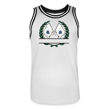 Drapeaux USA Massachusetts couronne de laurier bannière - Maillot de basket Homme - blanc/noir - Devant - AI Model Male 185 dark (185cm)
