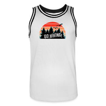 In Love with Mountains & Hiking – Go Hiking! - Men's Basketball Jersey - white/black - Front - AI Model Male 185 dark (185cm)