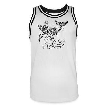 L’ de l’océan – Baleine Zen géométrique - Maillot de basket Homme - blanc/noir - Devant - AI Model Male 185 dark (185cm)