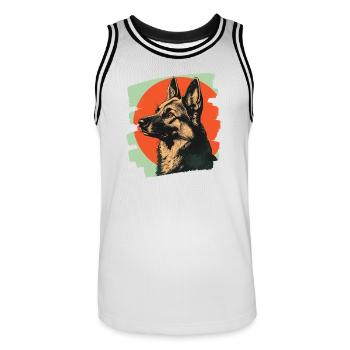 Chien de berger - Maillot de basket Homme - blanc/noir - Devant - AI Model Male 185 dark (185cm)