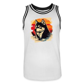 Rauque - Maillot de basket Homme - blanc/noir - Devant - AI Model Male 185 dark (185cm)