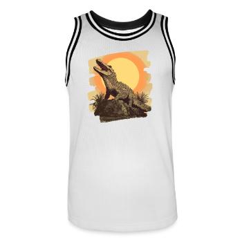 Crocodile Retro - Men's Basketball Jersey - white/black - Front - AI Model Male 185 dark (185cm)