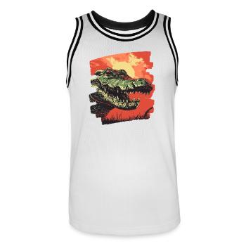 Crocodile - Men's Basketball Jersey - white/black - Front - AI Model Male 185 dark (185cm)