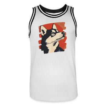 Rauque - Maillot de basket Homme - blanc/noir - Devant - AI Model Male 185 dark (185cm)
