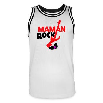 Maman rock - Maillot de basket Homme - blanc/noir - Devant - AI Model Male 185 dark (185cm)