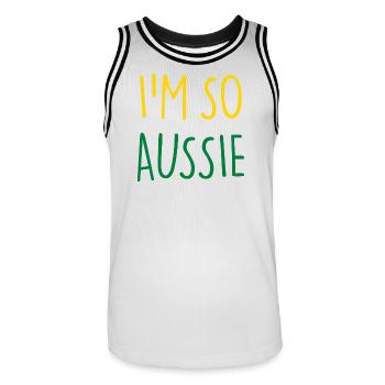 I'M SO AUSSIE Australisch Australien - Männer Basketball-Trikot - Weiß/Schwarz - Vorne - AI Model Male 185 dark (185cm)