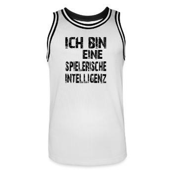 KI Spruch Ich bin eine spielerische Intelligenz - Männer Basketball-Trikot - Weiß/Schwarz - Vorne - AI Model Male 185 dark (185cm)