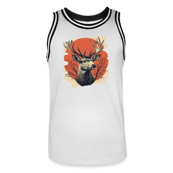 Deer with antlers - Men's Basketball Jersey - white/black - Front - AI Model Male 185 dark (185cm)