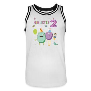 Fille d’anniversaire - Maillot de basket Homme - blanc/noir - Devant - AI Model Male 185 dark (185cm)