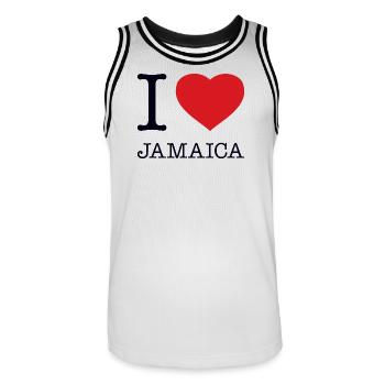 I LOVE JAMAICA - Männer Basketball-Trikot - Weiß/Schwarz - Vorne - AI Model Male 185 dark (185cm)