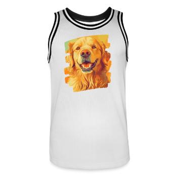 Golden Retriever - Men's Basketball Jersey - white/black - Front - AI Model Male 185 dark (185cm)