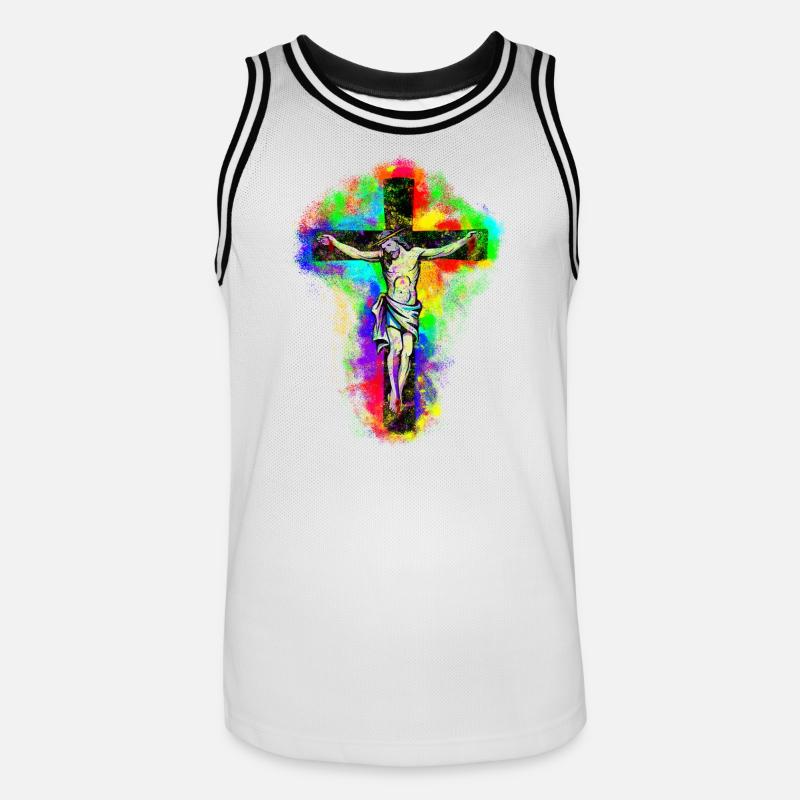 Croce di Gesù Cristo - Maglia da basket per uomo - bianco/nero