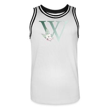 W Monogramm, Floral, personalisierbar - Männer Basketball-Trikot - Weiß/Schwarz - Vorne - AI Model Male 185 dark (185cm)