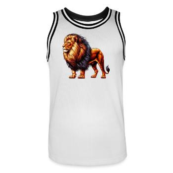 Löwe - Männer Basketball-Trikot - Weiß/Schwarz - Vorne - AI Model Male 185 dark (185cm)