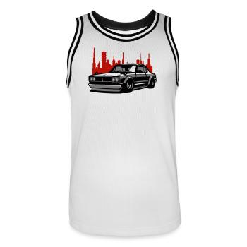 Lowrider Skyline Silhouette - Männer Basketball-Trikot - Weiß/Schwarz - Vorne - AI Model Male 185 dark (185cm)