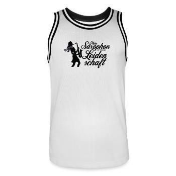 Mein Saxophon ist meine Leidenschaft - Männer Basketball-Trikot - Weiß/Schwarz - Vorne - AI Model Male 185 dark (185cm)
