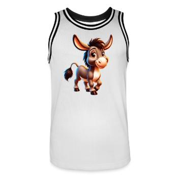 Donkey Mule - Men's Basketball Jersey - white/black - Front - AI Model Male 185 dark (185cm)