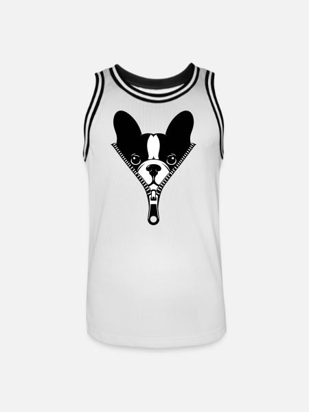 French Bulldog in a Zipper - Men's Basketball Jersey - white/black