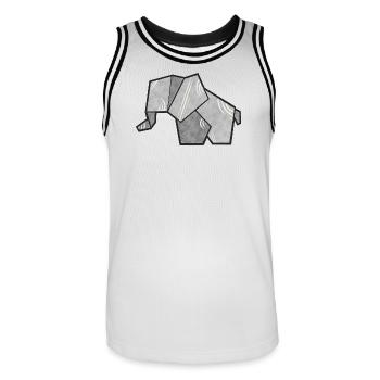 Cute elephant in origami style - Men's Basketball Jersey - white/black - Front - AI Model Male 185 dark (185cm)