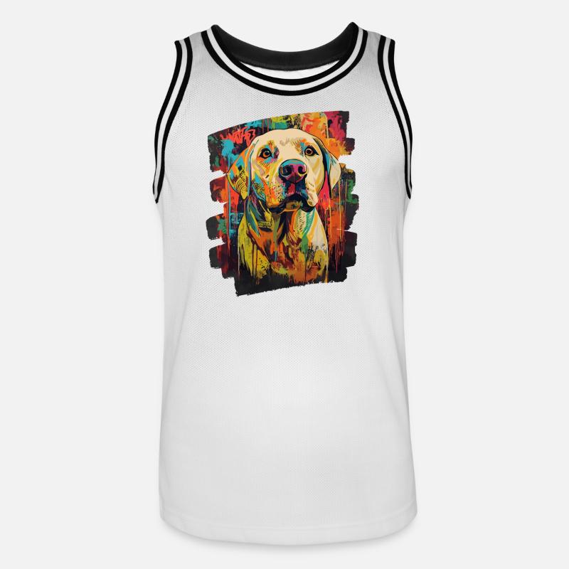 Labrador - Maglia da basket per uomo - bianco/nero