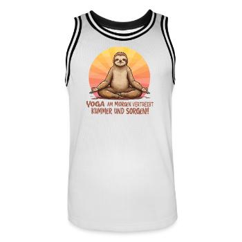 Faultier Yoga - Männer Basketball-Trikot - Weiß/Schwarz - Vorne - AI Model Male 185 dark (185cm)
