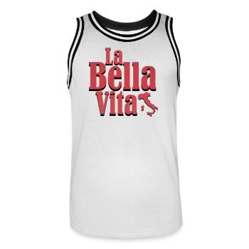 Italien, das schöne Leben - Männer Basketball-Trikot - Weiß/Schwarz - Vorne - AI Model Male 185 dark (185cm)